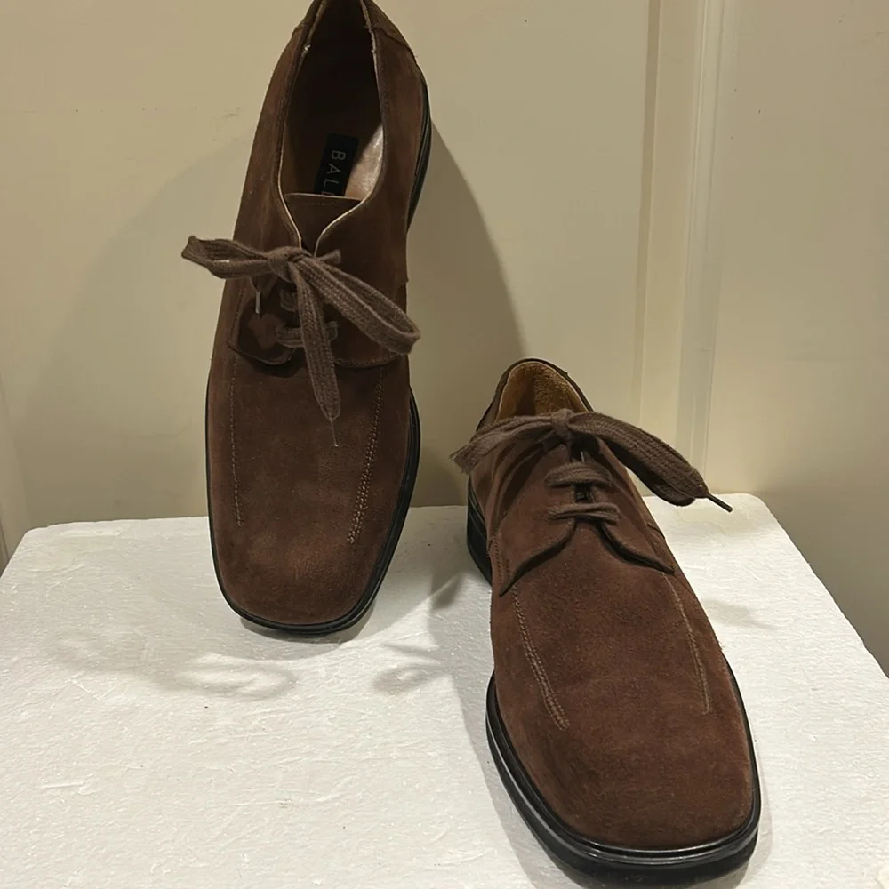 Bally Oxfords Griot suede LaceUp square toe dress shoes Made in Italy size 10.5